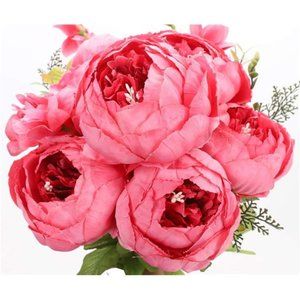 Pink Flowers Artificial Silk Peony Bouquets Wedding Home Decoration Floral Decor